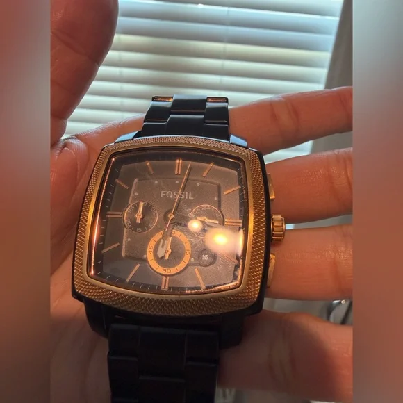 Fossil Watch Chronograph Stainless Steel Rose Gold Tone Black - Picture 15 of 15